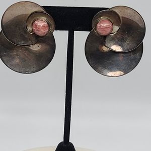 Sterling silver gemstone disk earrings